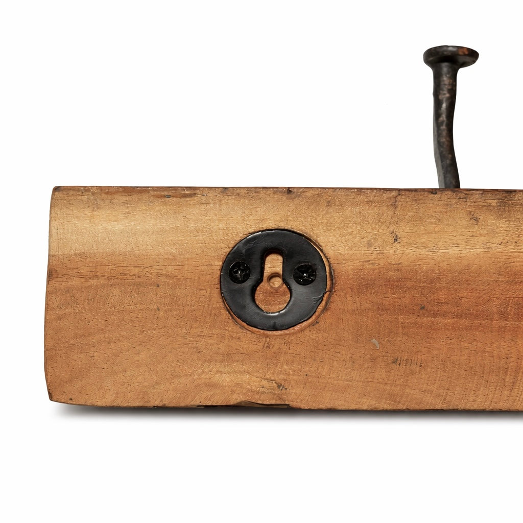 Wandgarderobe aus Altholz mit 4 Haken – rustikale Hakenleiste