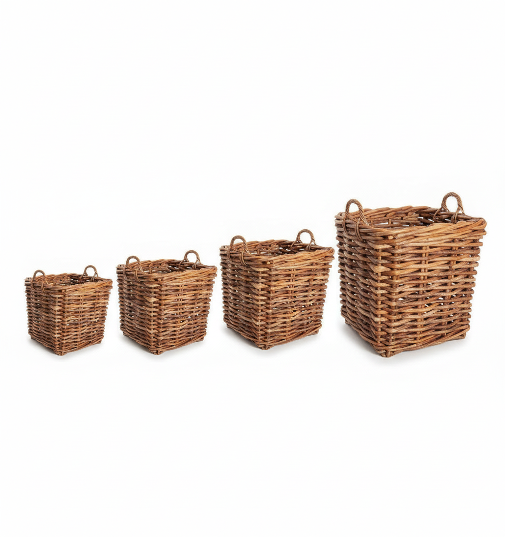 Korb >Botanica< Pflanzkorb aus dickem Rattan eckig - versch. Größen