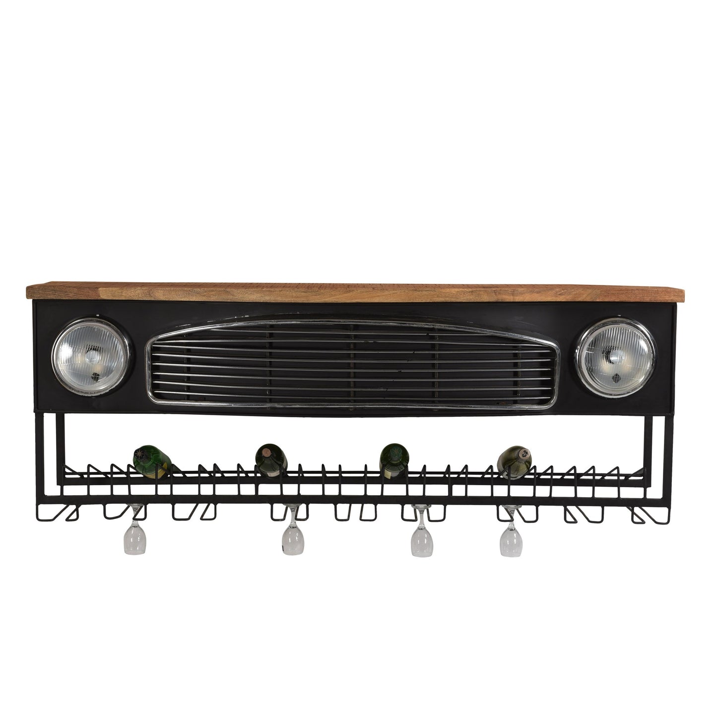 Auto Hängeschrank Ambassador Wandbar aus Metall und Mangoholz