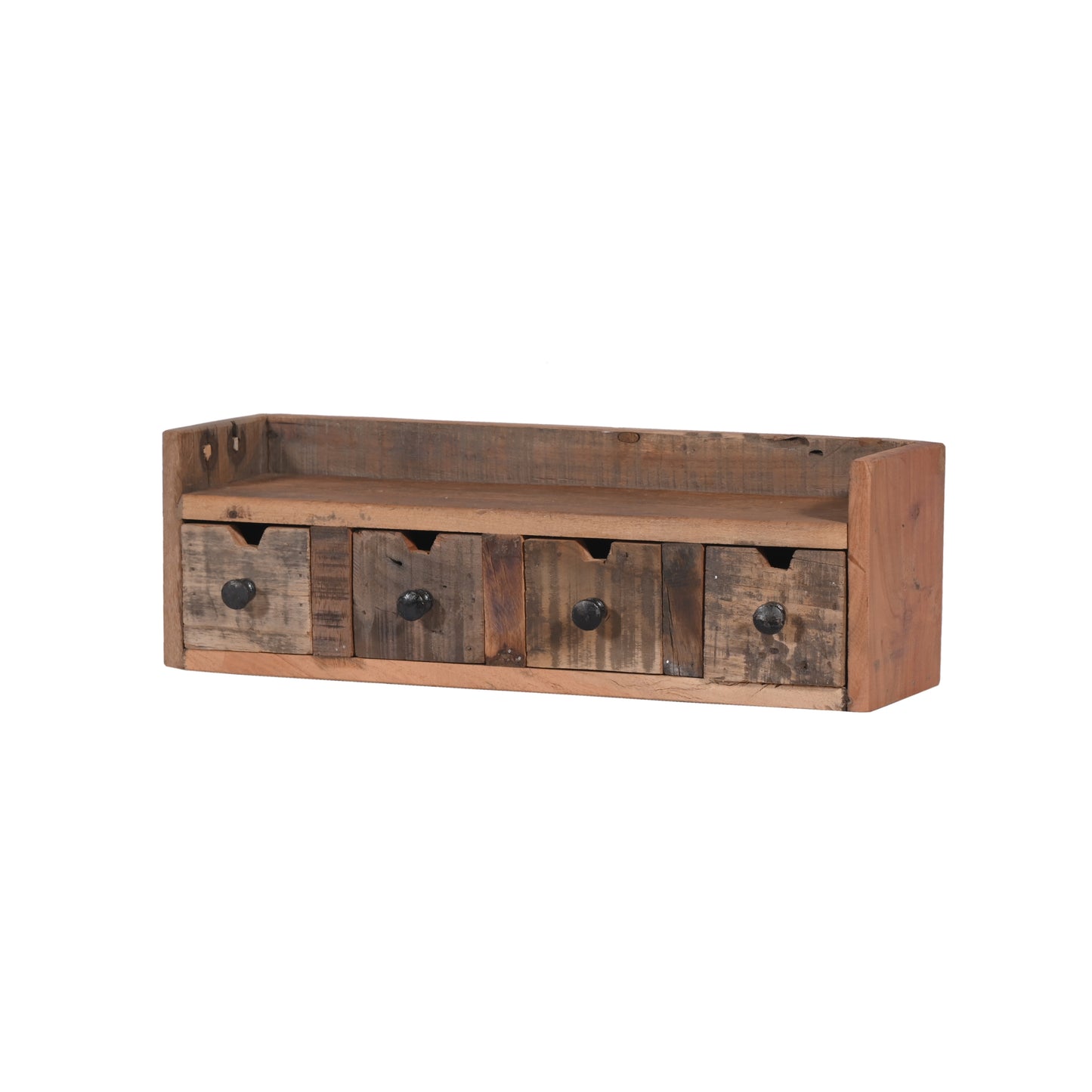 Wandboard aus Altholz mit 4 Schubladen