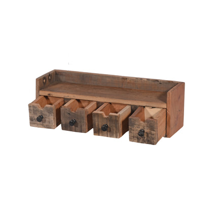 Wandboard aus Altholz mit 4 Schubladen