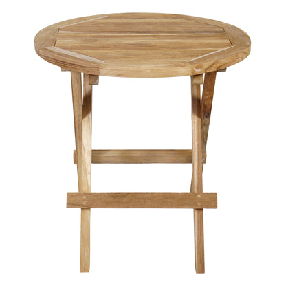 Beistelltisch >Karimata< Gartentisch 50x50cm rund Teak klappbar - Natur