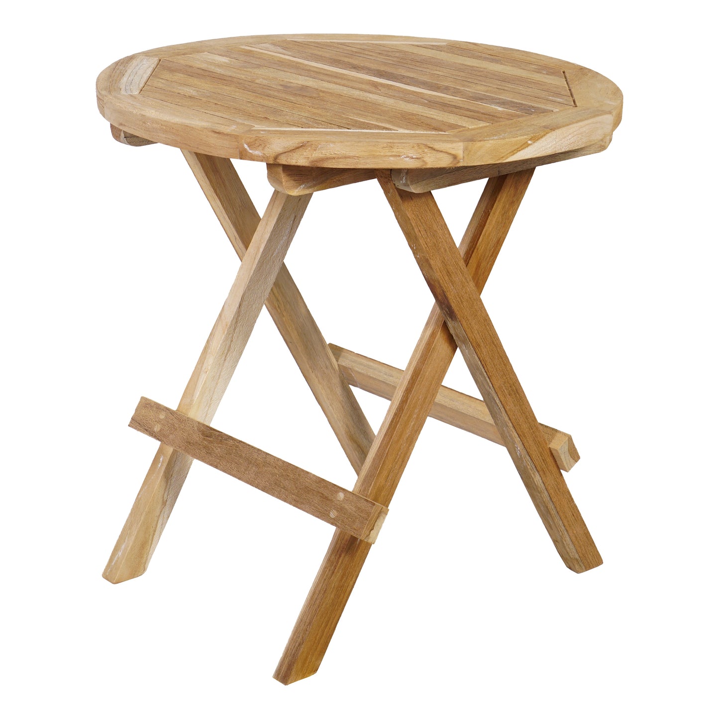 Beistelltisch >Karimata< Gartentisch 50x50cm rund Teak klappbar - Natur