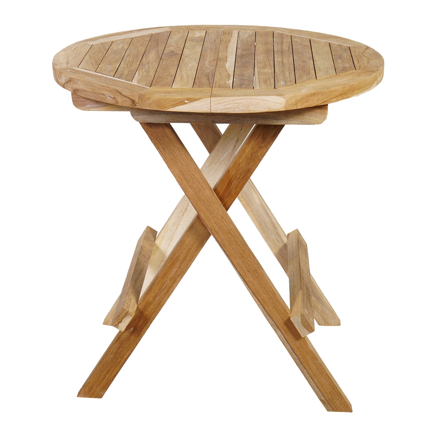 Beistelltisch >Karimata< Gartentisch 50x50cm rund Teak klappbar - Natur