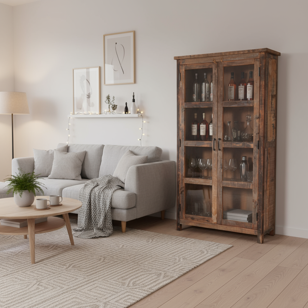 Vitrine aus Altholz mit 2 Türen
