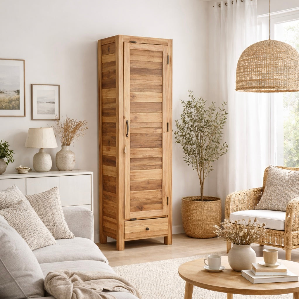 Highboard >Stripe< aus Altholz mit Tür & Schublade