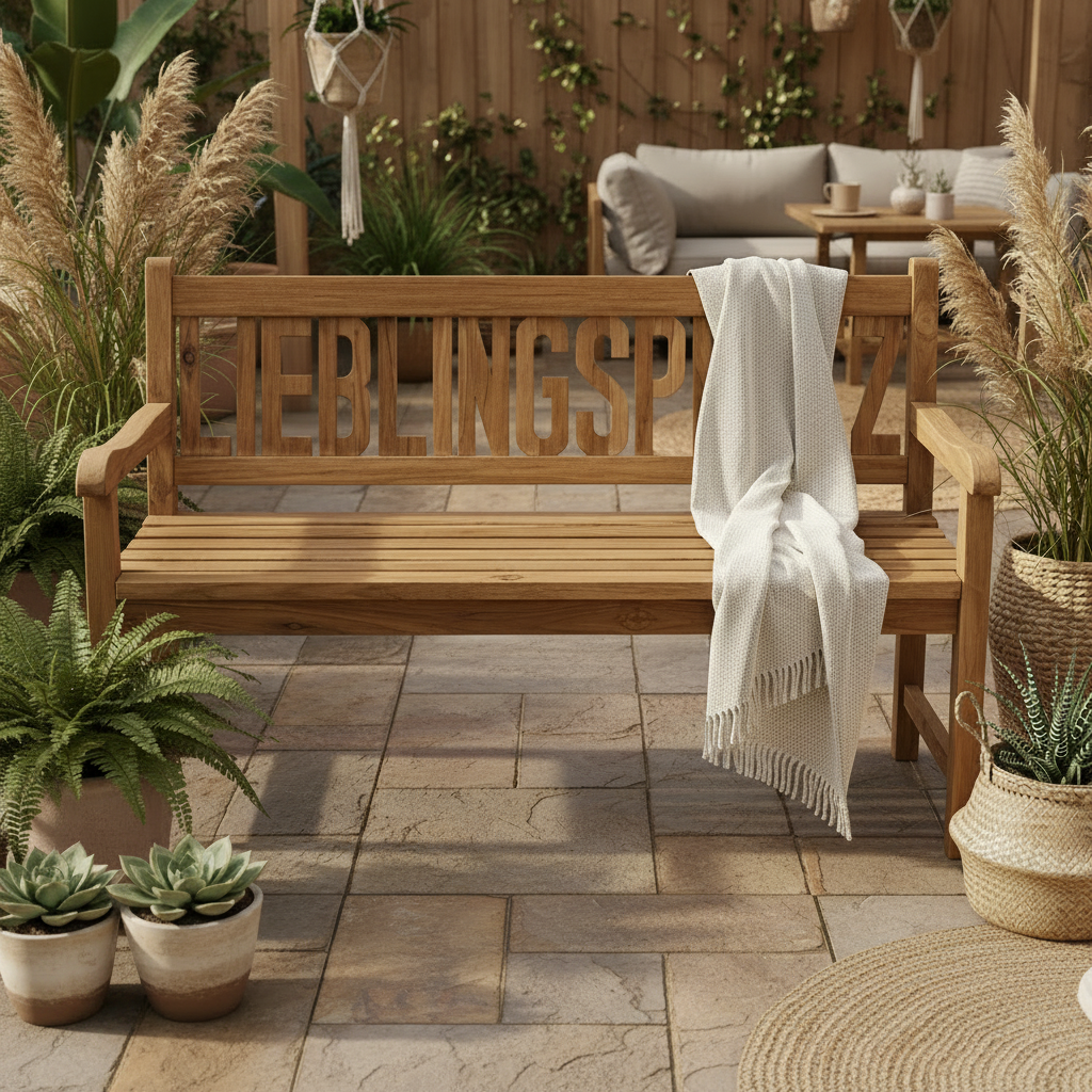Gartenbank Lieblingsplatz massive Teak Bank 150cm