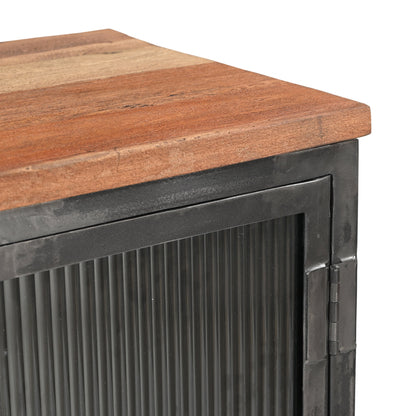 Highboard >St. Louis< Vitrine aus Metall & recycle Holz