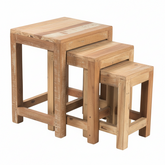 Hocker >Stripe< Beistelltisch aus Altholz - 3 Größen