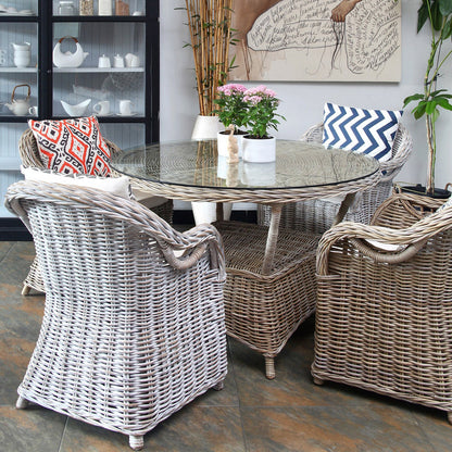 Rattansessel >Athena< Sessel - Kubu Grau mit Kissen
