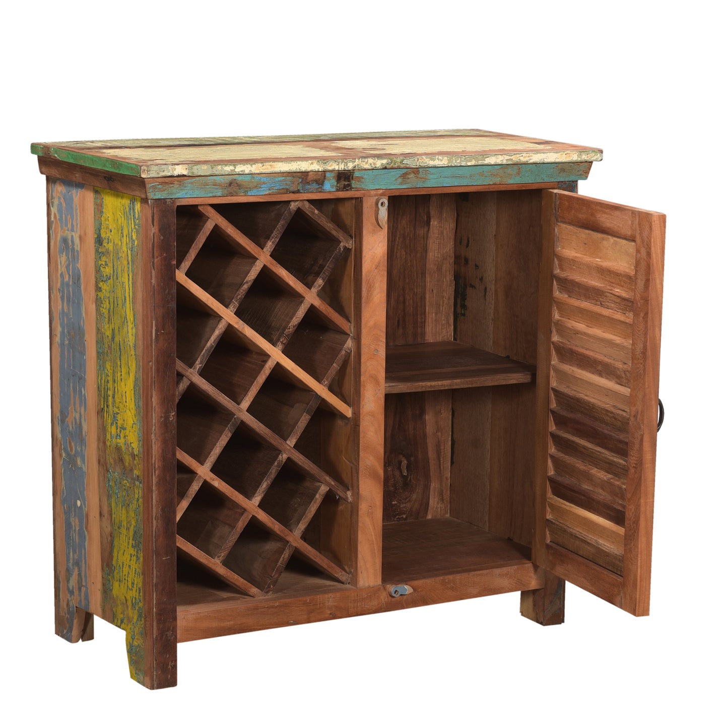 Weinschrank >Stripe< aus Altholz