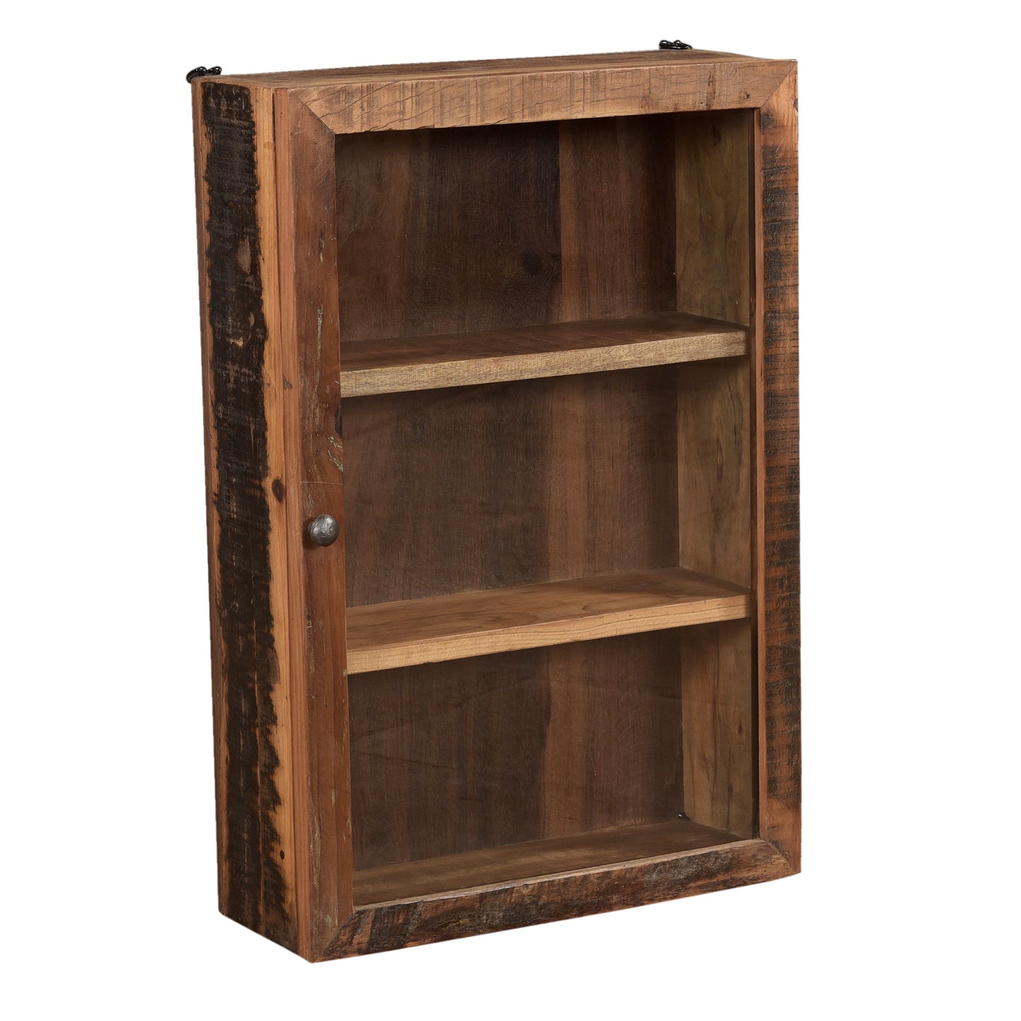 Wandschrank Vitrine mit Glas aus Altholz