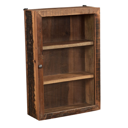 Wandschrank Vitrine mit Glas aus Altholz