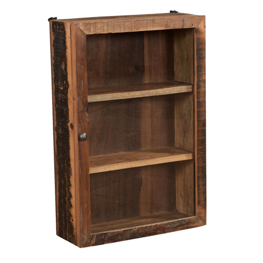 Wandschrank Vitrine mit Glas aus Altholz