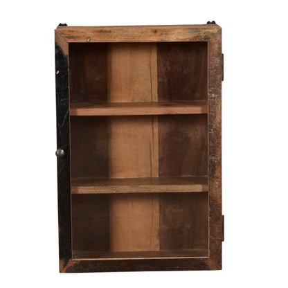 Wandschrank Vitrine mit Glas aus Altholz