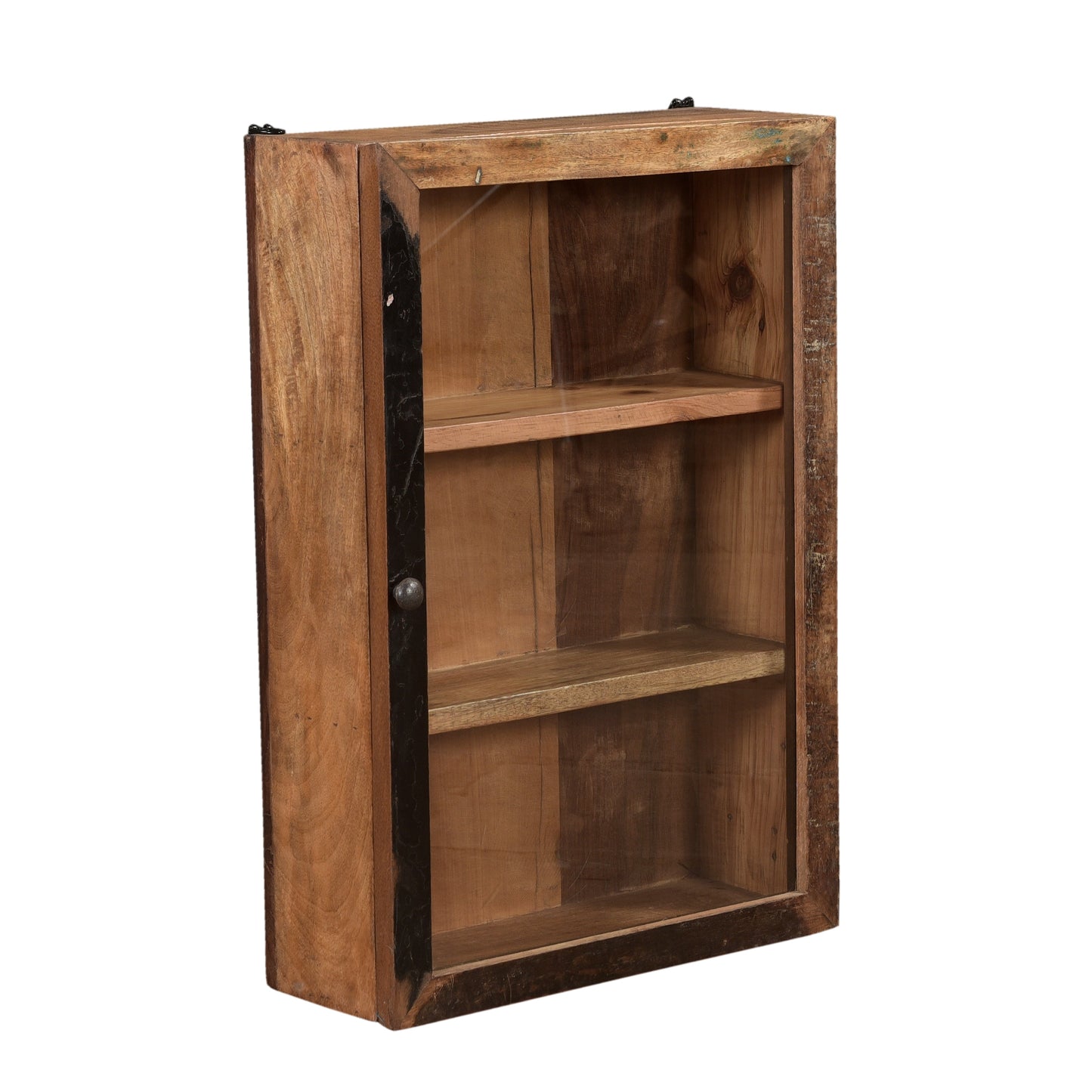 Wandschrank Vitrine mit Glas aus Altholz