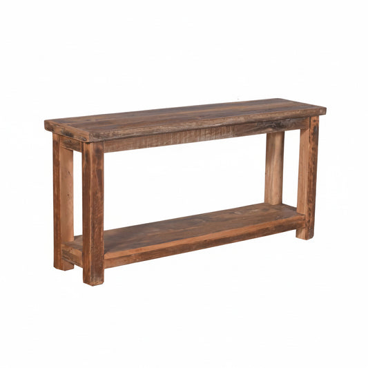 Sitzbank aus Holz mit Ablage 115cm