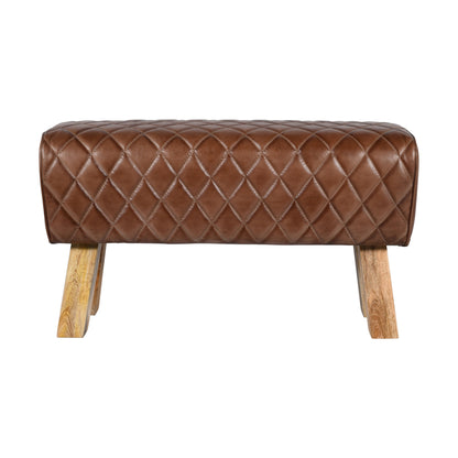 Bank >Mumbai< 86cm Premium Büffelleder mit Mangoholz -Farbe braun matt