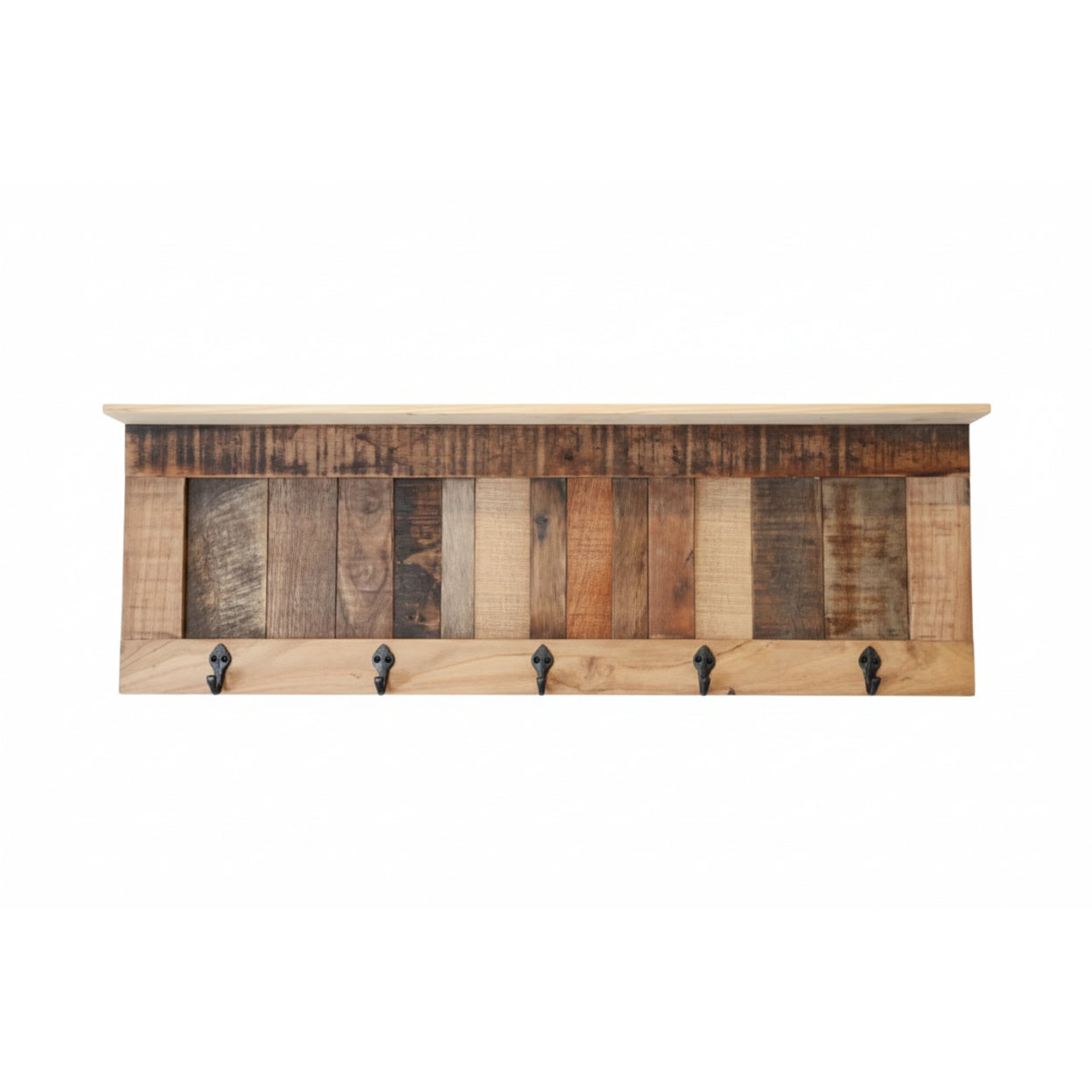 Garderobe >Stripe< aus Altholz mit 5 Haken