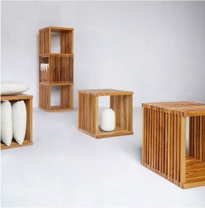 Regal Cube >Linea< Teakholz 40cm