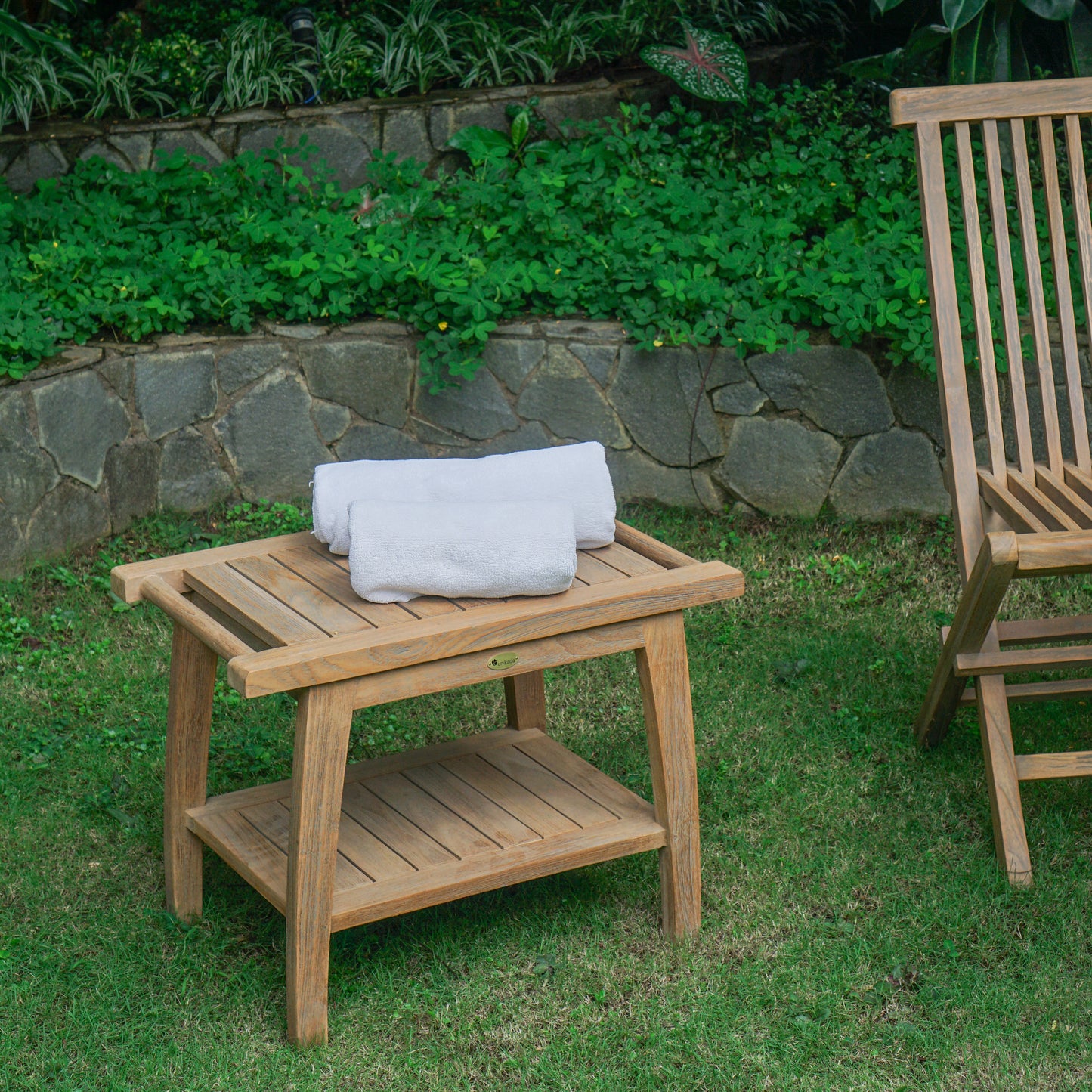 Beistelltisch  >Pajung< Gartenbank Hocker Teakholz