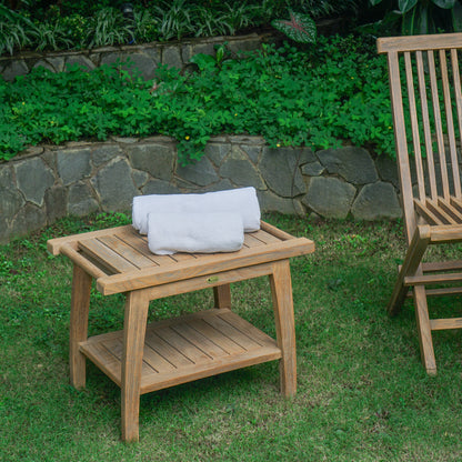Beistelltisch  >Pajung< Gartenbank Hocker Teakholz