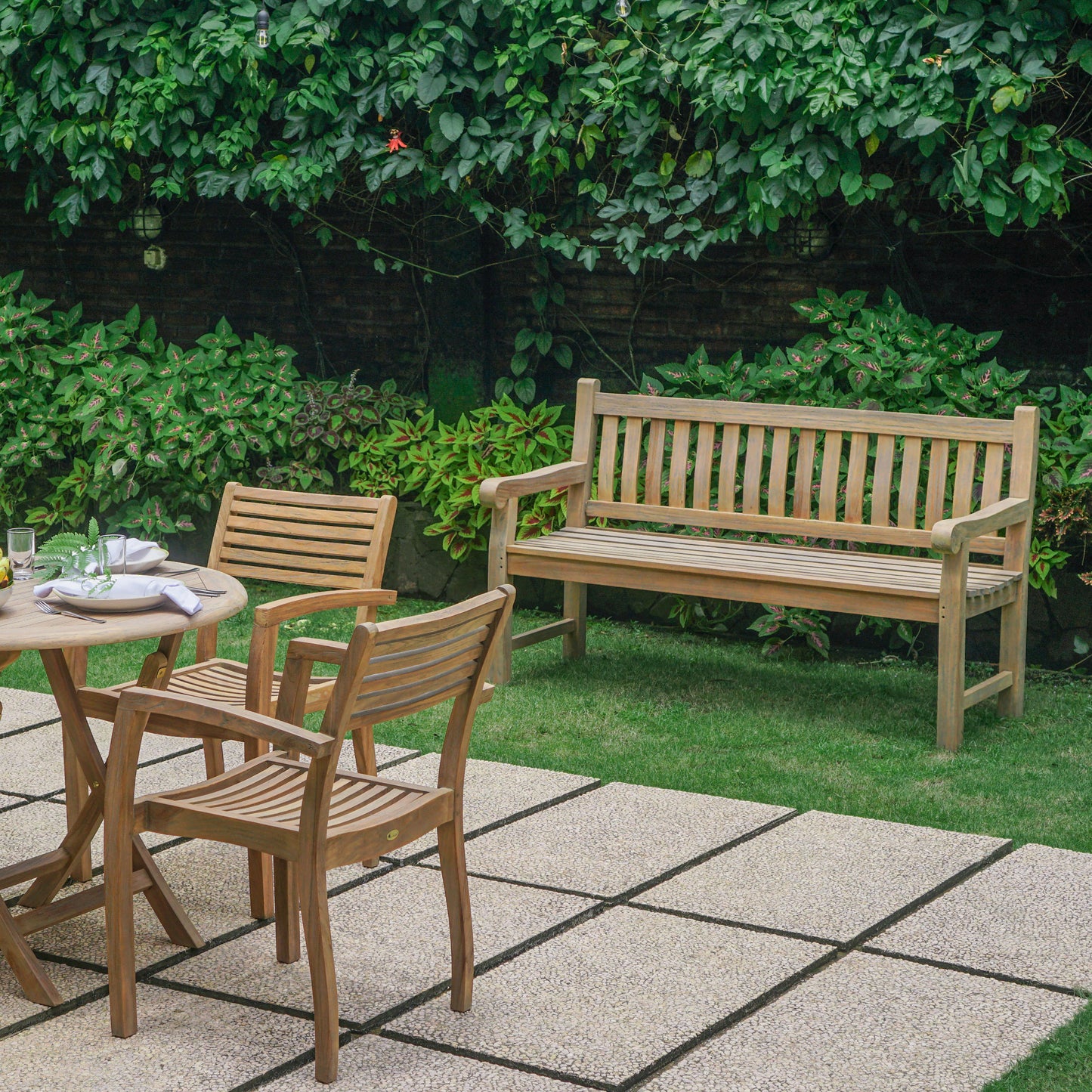 Gartenbank >Jamaica< Teakholz 150cm - Grey Wash