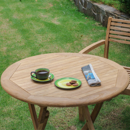 Gartentisch >Karimata< klappbar 70cm rund - Premium Teak