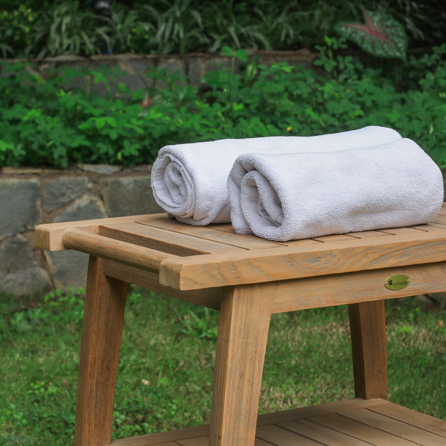 Beistelltisch  >Pajung< Gartenbank Hocker Teakholz