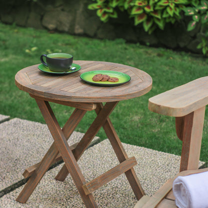 Beistelltisch >Karimata< Gartentisch 50x50cm rund Teak klappbar - Grey Wash