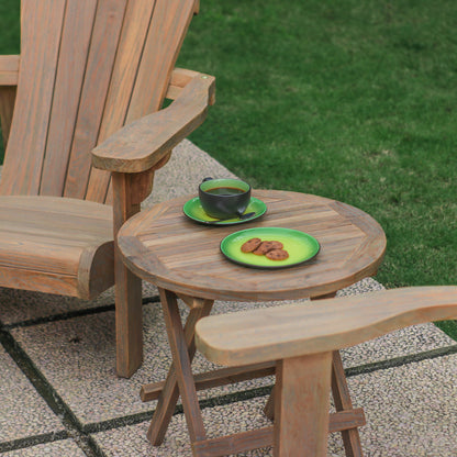 Beistelltisch >Karimata< Gartentisch 50x50cm rund Teak klappbar - Grey Wash