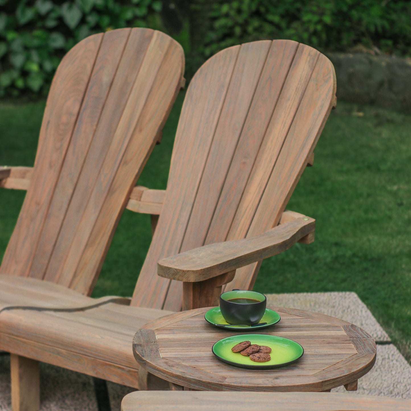 Beistelltisch >Karimata< Gartentisch 50x50cm rund Teak klappbar - Grey Wash