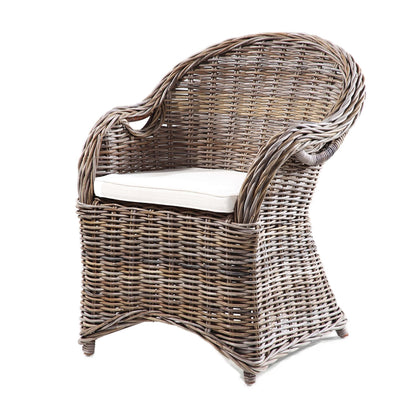 Rattansessel >Athena< Sessel - Kubu Grau mit Kissen