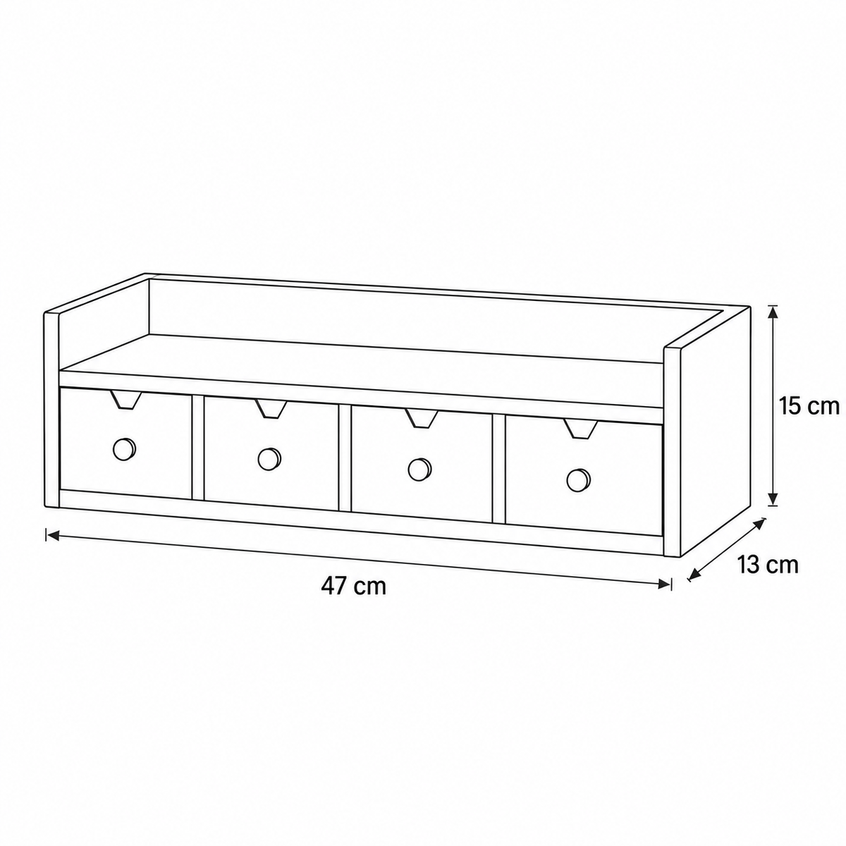 Wandboard aus Altholz mit 4 Schubladen