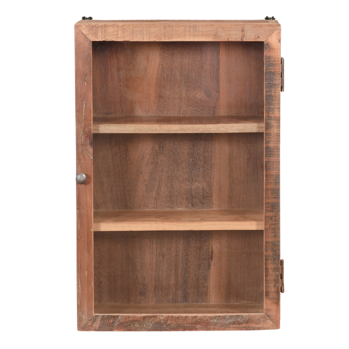 Wandschrank Vitrine mit Glastür aus Altholz