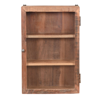 Wandschrank Vitrine mit Glastür aus Altholz