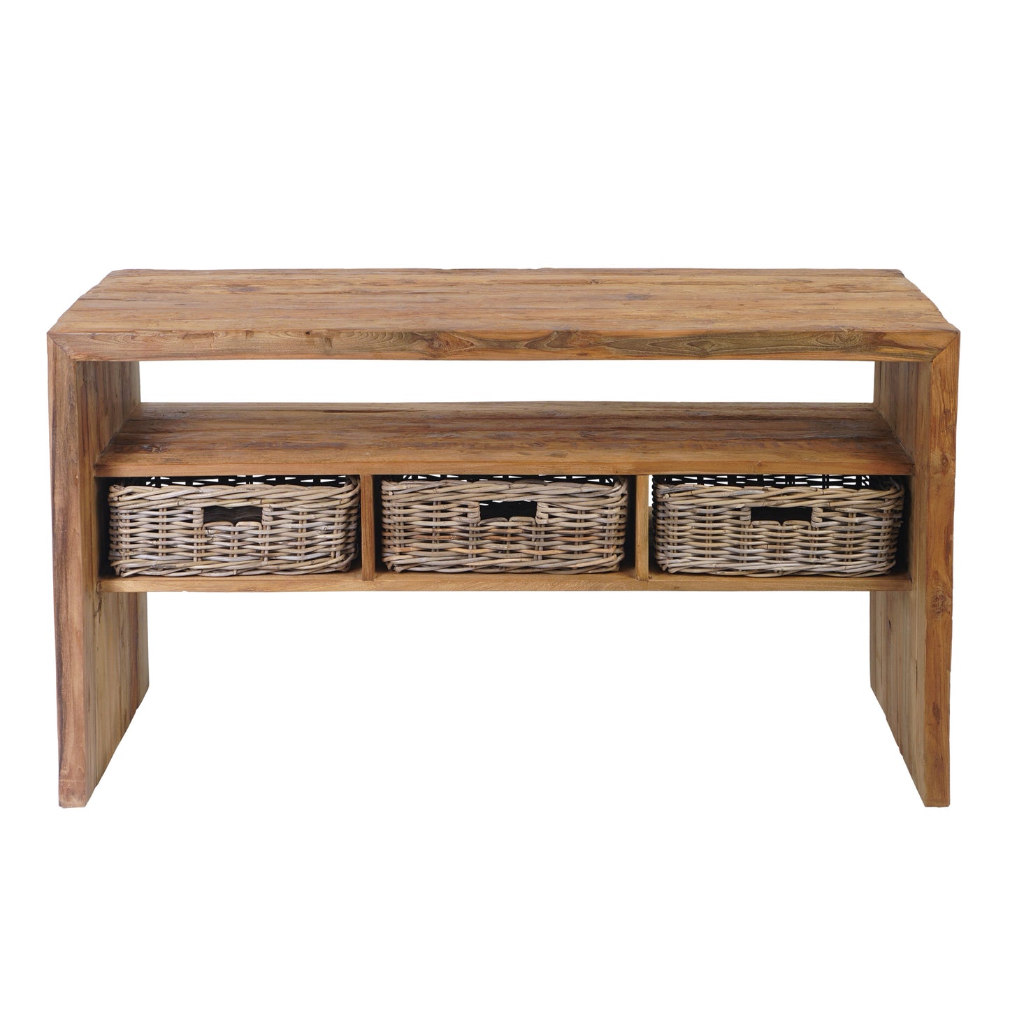 Waschtisch >Sumatra<  Teak mit Rattankörben - versch. Größen