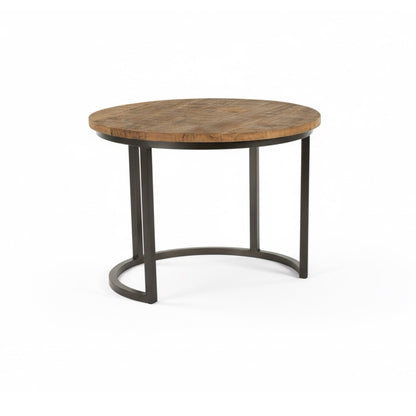 3er Set Couchtisch Detroit rund mit Metall und Mangoholz