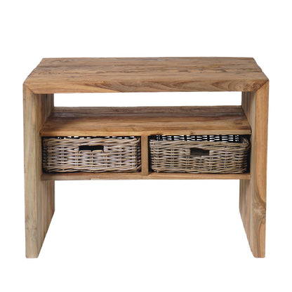 Waschtisch >Sumatra<  Teak mit Rattankörben - versch. Größen