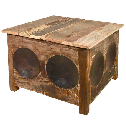 Couchtisch >Bowl< aus Altholz & Metall - 65x65cm