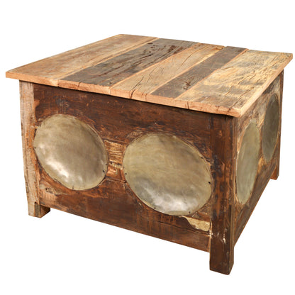 Couchtisch >Bowl< aus Altholz & Metall - 65x65cm