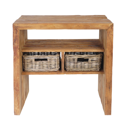 Waschtisch >Sumatra<  Teak mit Rattankörben - versch. Größen
