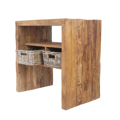 Waschtisch >Sumatra<  Teak mit Rattankörben - versch. Größen