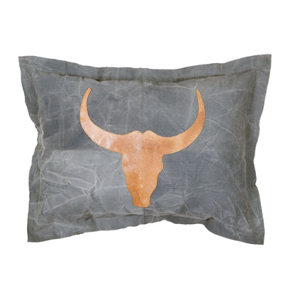 Canvas Kissen Leder Bullhead 70x100cm mit Stehsaum - versch. Farben