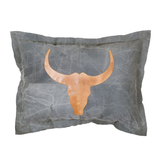 Canvas Kissen Leder Bullhead 70x100cm mit Stehsaum - versch. Farben