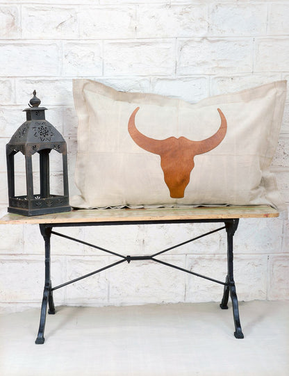Canvas Kissen Leder Bullhead 70x100cm mit Stehsaum - versch. Farben