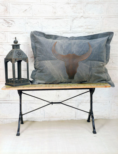 Canvas Kissen Leder Bullhead 70x100cm mit Stehsaum - versch. Farben
