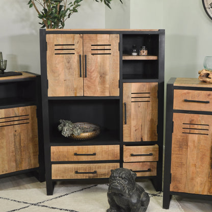 Highboard >Montana< aus Mangoholz & Metall