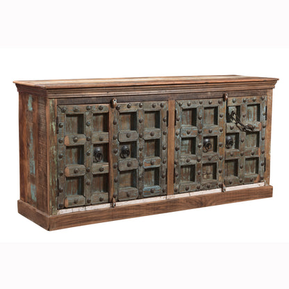 Sideboard >Castle< 4-türig - aus Altholz und antiken Haustüren