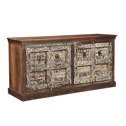 Sideboard >Castle< 4-türig - aus Altholz und antiken Haustüren